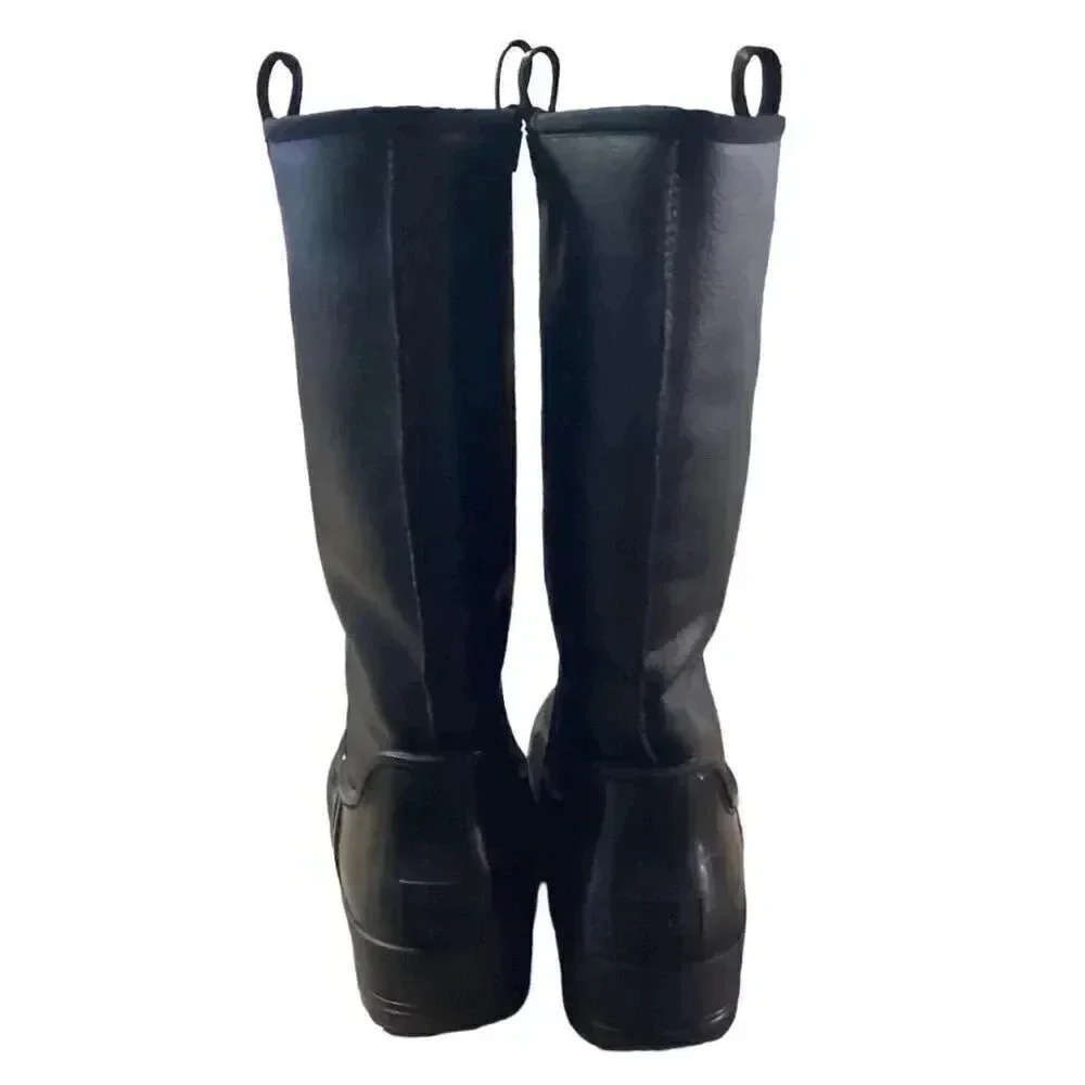 UGG Raincloud Tall Womens 8 39 Waterproof Rubber Boots Shoes Black Pull On NEW - Picture 7 of 10